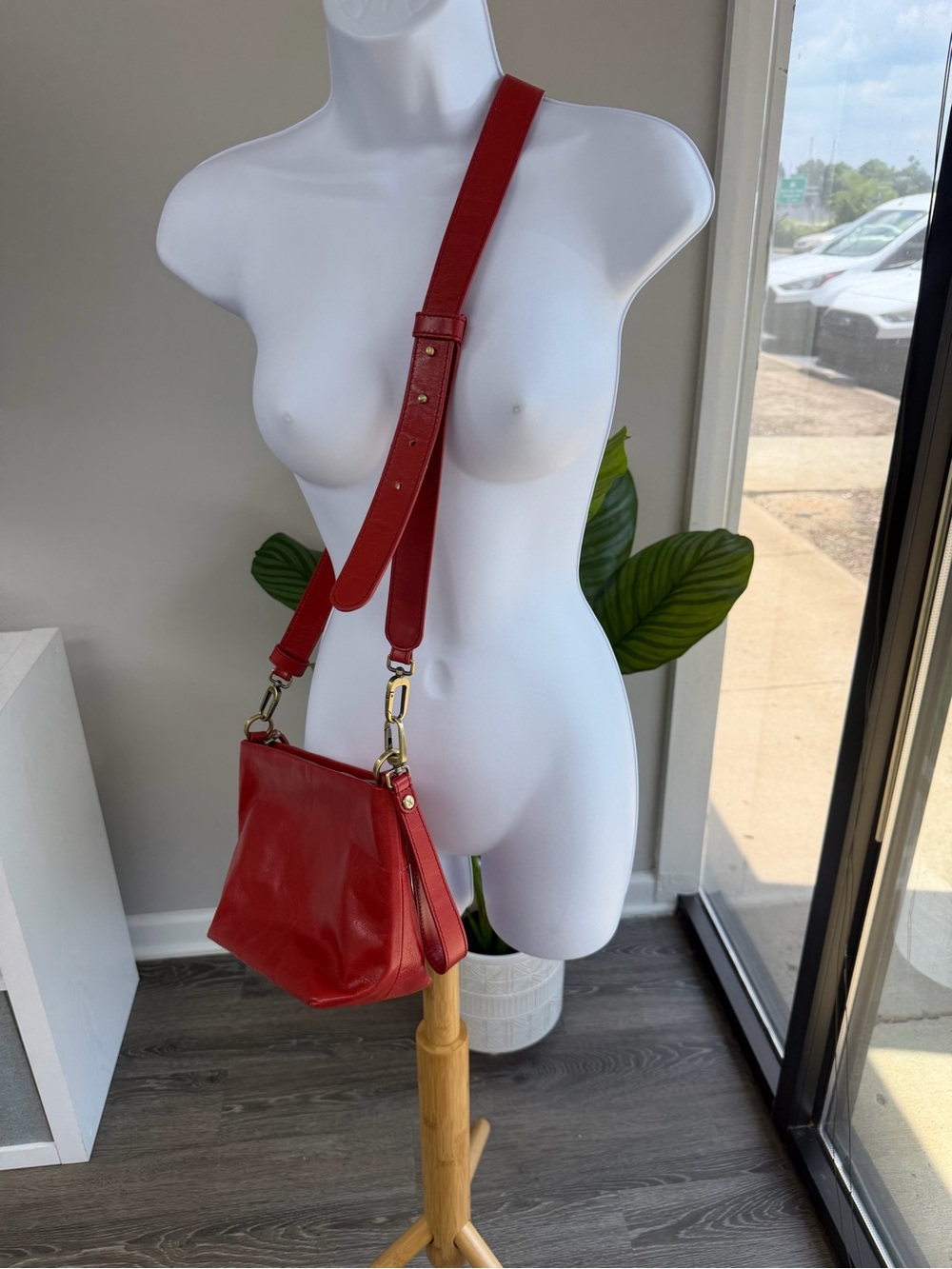 HOBO Women's Ashe Crossbody In Brick Red Leather with Wrist Strap - Picture 14 of 14